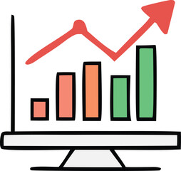 This 3d business growth graph icon with an arrow symbolizes financial market progress and success