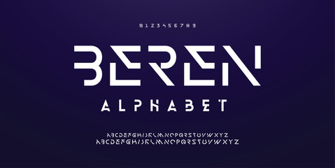 Design Modern abstract digital alphabet font. Minimal technology typography, Creative urban sport fashion futuristic font and with numbers. vector illustration.