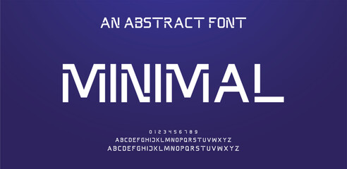 Design Modern abstract digital alphabet font. Minimal technology typography, Creative urban sport fashion futuristic font and with numbers. vector illustration.