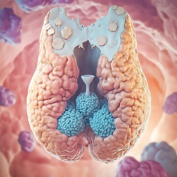 **Thyroid Gland Cross-Section Showing Follicles And Hormone Release Concept. --V 6.1 --S 50 --Raw** - @Darya (Relaxed) -# Create, Explore, And Organize On [Midjourney.Com](<Https://Midjourney.Com/Imag