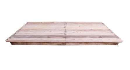 Beige colored wooden table isolated on white background