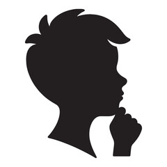 Sculpted Thinking Face silhouette with analytical expression – Thinking Face illustration – Minimalist Thinking Face vector – Thinking Silhouette

