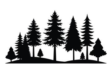 Forest Trees Vector Pack &ndash; Variety Tree Silhouettes in Black