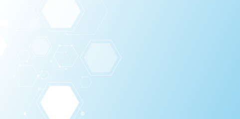 Abstract medical blue hexagon vector background design.Chemical pattern. Hexagonal structure molecule and communication background for medicine, science, technology. Vector illustration.