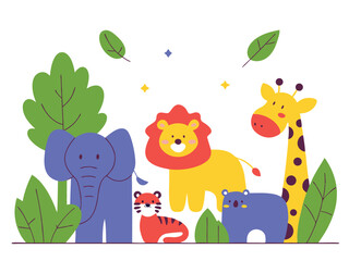 Seamless Safari Animal Pattern – Cute Hand-Drawn Jungle Friends for Kids