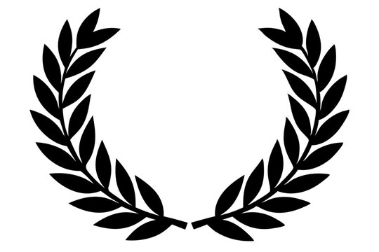 Black laurel wreath silhouette for symbolism and graphic design projects, laurel wreath, wreath, laurel, silhouette, vector, design, graphic, element, symbol, victory, achievement, success, award