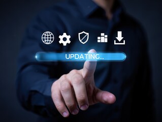 Fototapeta premium Finger touching screen of a digital tablet Update