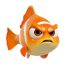A colorful and cute cartoon fish in 3D render style, isolated on a transparent background, perfect for kids' designs, games and aquatic themed projects


