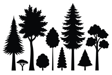 Tree Silhouette Variety Pack – Stylized Forest and Garden Trees Vector