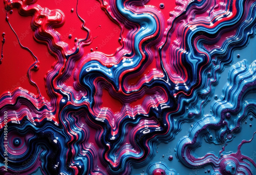 Poster abstract colorful waves of paint creating a vibrant and dynamic texture