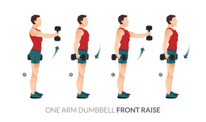 ONE ARM DUMBBELL FRONT RAISE, Men GYM workout fitness, aerobic and exercises.