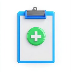 Fototapeta premium Medical clipboard with plus sign isolated on white background