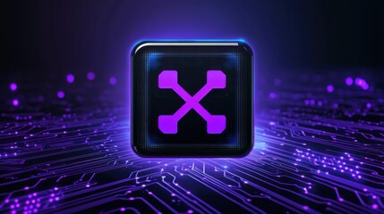 Futuristic Digital Sharing Icon on Circuit Board