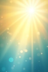 Obraz premium Sunlight Rays and Bokeh Lights Over Abstract Blue Background