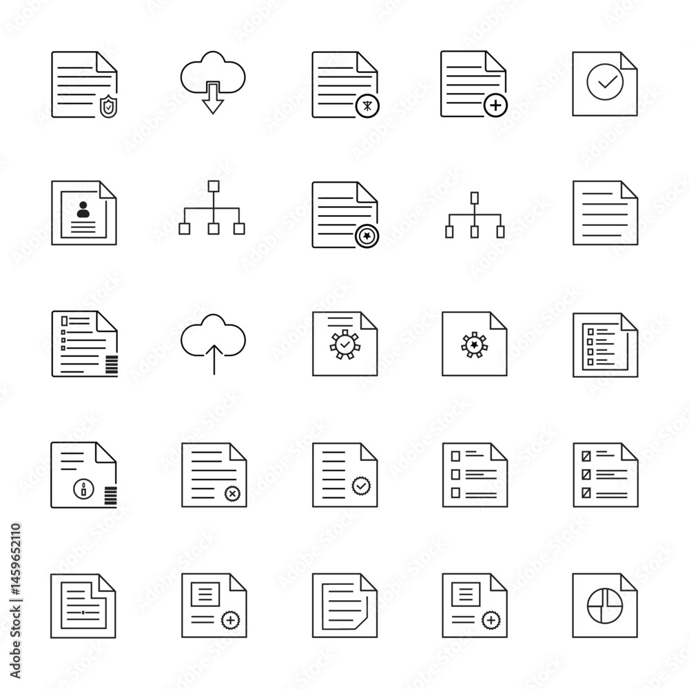Fototapete downloading file icons multi series document thin line vector icon set. pixel perfect. editable stro