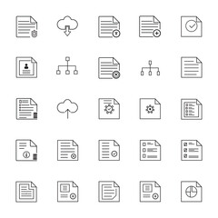 Downloading File Icons  Multi Series Document thin line vector icon set. Pixel perfect. Editable stroke. Document, Clipboard, Resume, File, Archive, File Search.
