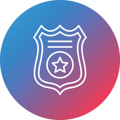 Police Badge Line Gradient Circle Background Icon