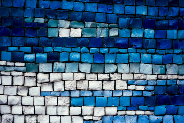Gradient flow of square tiles in cold color scheme, minimal tech visual texture