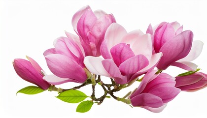 Obraz premium pink magnolia flowers and buds bouquet cut out