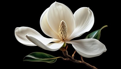 single white magnolia flower cut out