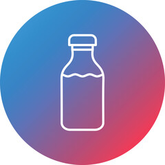 Milk Bottle Line Gradient Circle Background Icon