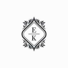 EK Initials Wedding Logo Vector Art  Icons  and Graphics