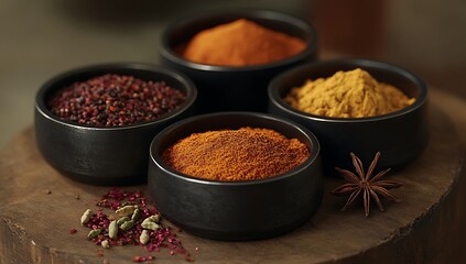 Fototapeta premium A collection of bowls filled with various spices