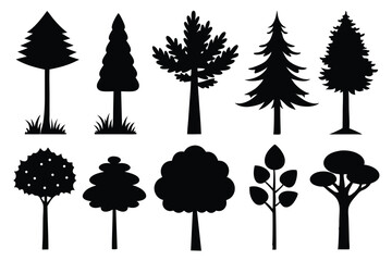 Pine Tree Silhouettes – Vector Evergreen Forest Fir and Spruce Collection