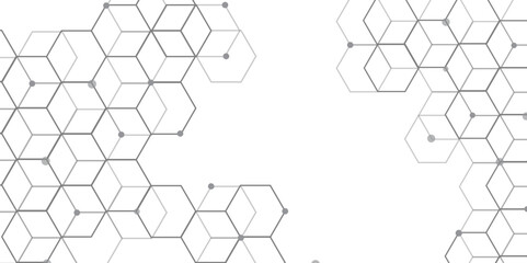 Hexagonal Molecular structure abstract tech network pattern. abstract geometric hexagon with connecting dots and lines. connecting Medical science, technology concept background Vector illustration.	