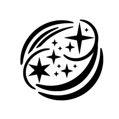 Black and White Starry Logo Design - Abstract Space Vector
