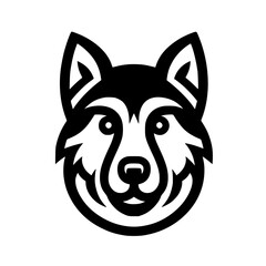 Minimalist Siberian Husky Head Logo in Black & White
