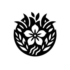 Elegant Black & White Floral Emblem for Branding & Design