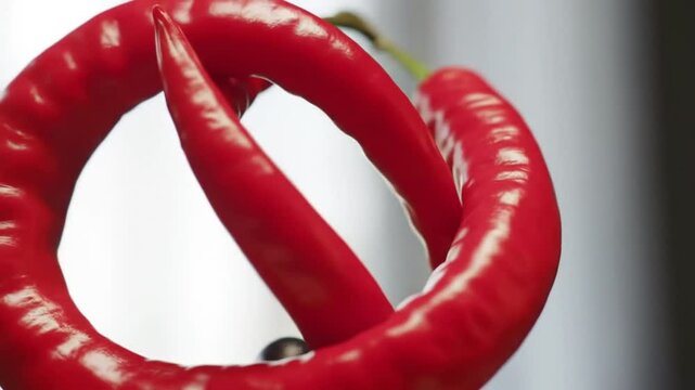 Intertwined Red Chili Peppers in Mesmerizing Close-Up Visual Display