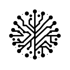 Circuit Board Tree - Abstract Tech Icon on White Background