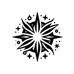 Fototapeta premium Abstract Starburst Mandala in Black & White