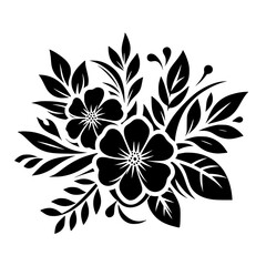 Black and White Floral Illustration, Vector Design for Decoration and Print