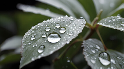 Close Up of a Single white color Leaf with Water Droplets