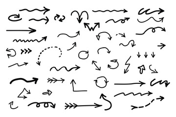 Obraz premium Hand drawn black sketch arrows collection in various directions