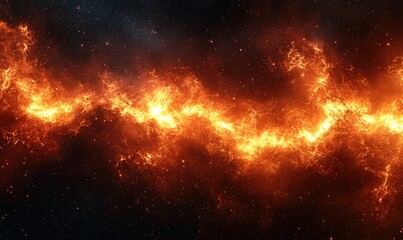 Naklejka premium Fiery, cosmic energy flows through dark space, creating a vibrant, swirling pattern of intense heat and light