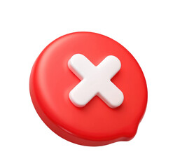 Fototapeta premium Cross Mark 3D Icon – Red Cancel or Error Symbol for User Interface, Notifications, and Digital Design