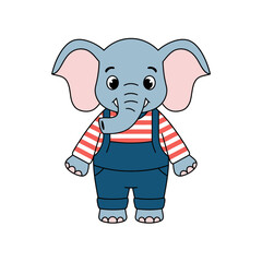 Cute Cartoon Elephant Vector Illustration 