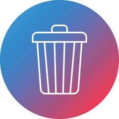 Dustbin Line Gradient Circle Background Icon