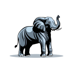 Vector Illustration of a Majestic Elephant Standing &ndash; Wildlife Animal Graphic Art