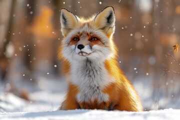 Obraz premium Fox Tracks in Fresh Snow in Winter Forest