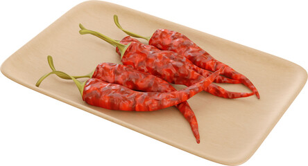 Dried Red Chilies on a Plate
