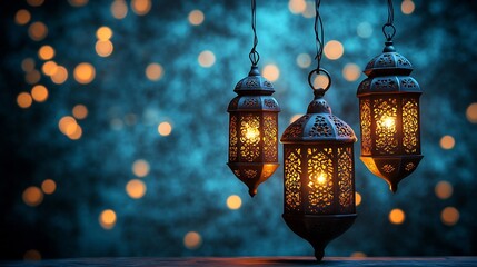 Ramzan lights traditional textures on vintage background home no human
