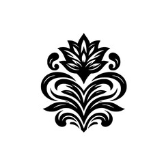 Elegant Black and White Floral Damask Design, Vector Illustration