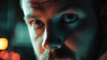 IT technician troubleshooting computer issues with attention to detail in a dimly lit workspace during evening hours