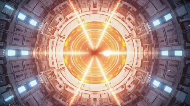 Futuristic starship engine ignition, intense blue amber lens flare streaks, cinematic sci-fi atmosphere, volumetric light bursts, organic lens, high-fidelity optical distortion, shallow depth of field