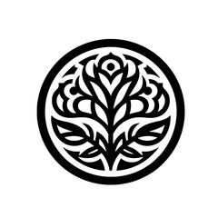 Black and White Floral Mandala: Elegant Design, Minimalist Ornament